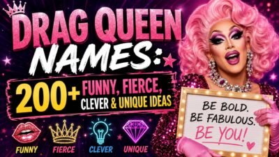 Drag queen names featuring 200+ funny, fierce, clever, and unique ideas with a glamorous pink queen