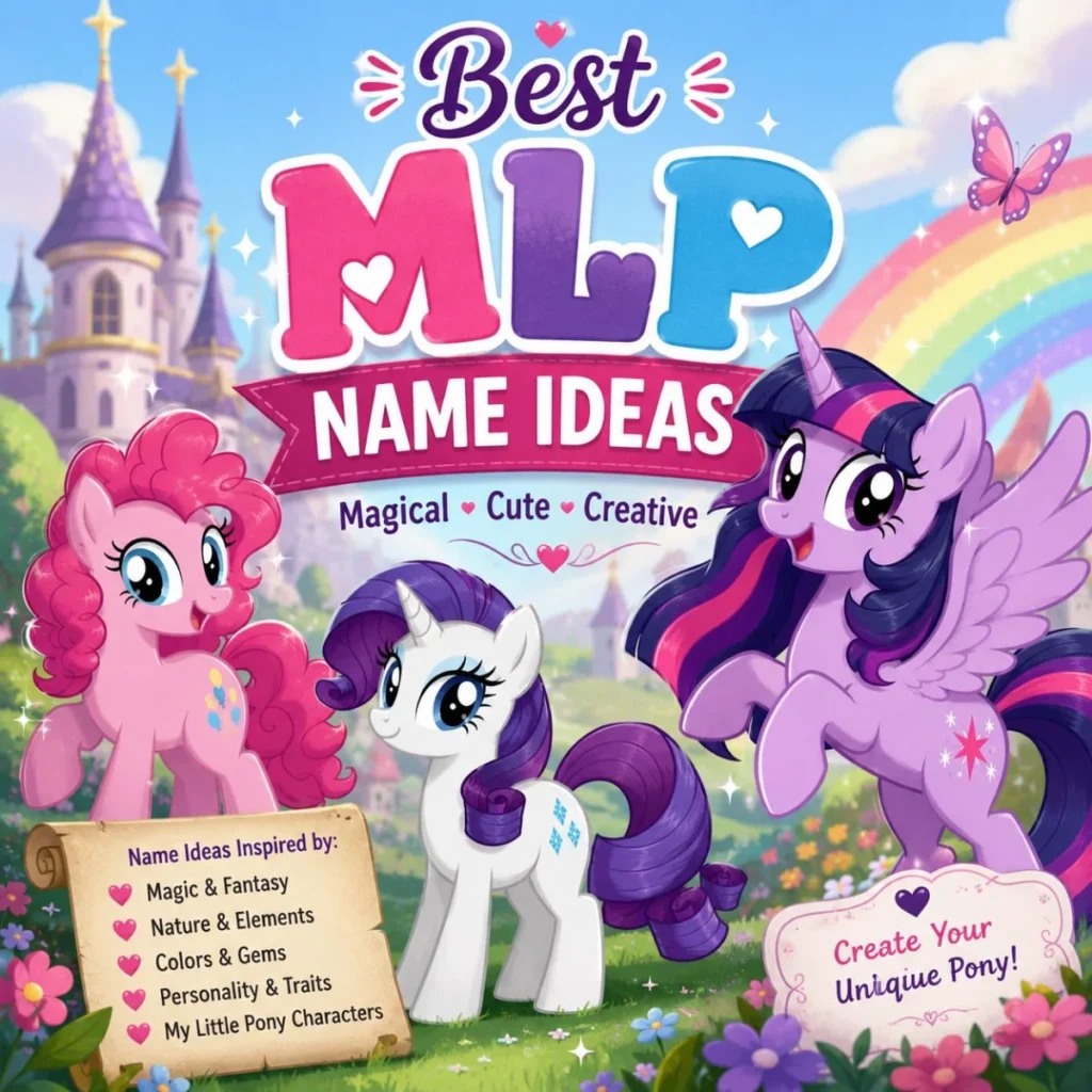 Best MLP name ideas with colorful magical ponies, rainbow, castle, and creative naming inspiration