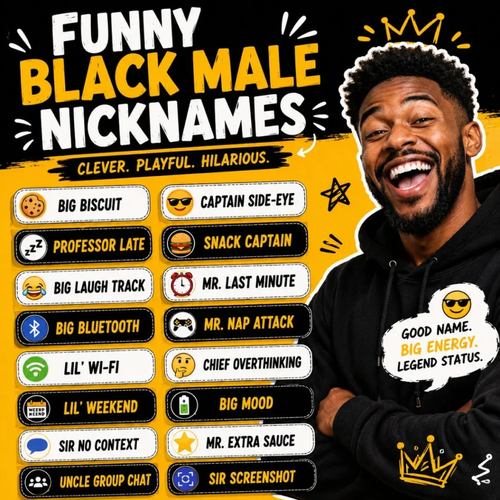 Funny Black male nicknames featuring clever, playful, and hilarious nickname ideas