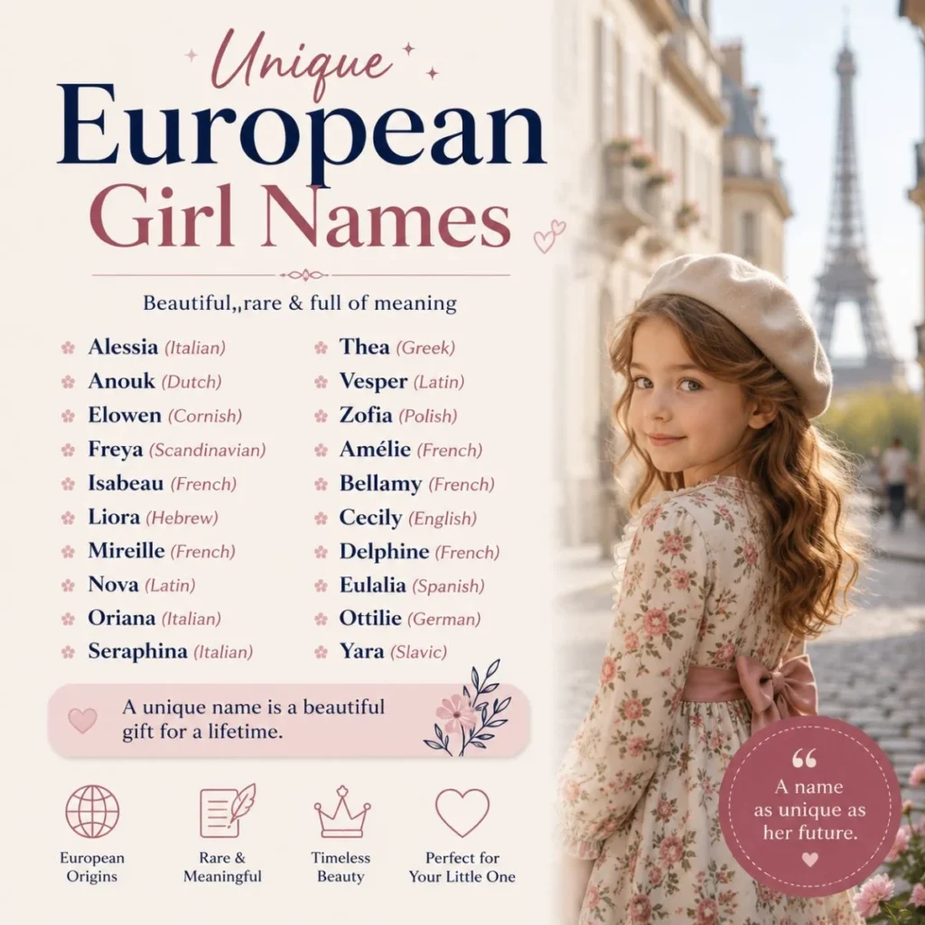 Unique European girl names with beautiful, rare, and meaningful name ideas