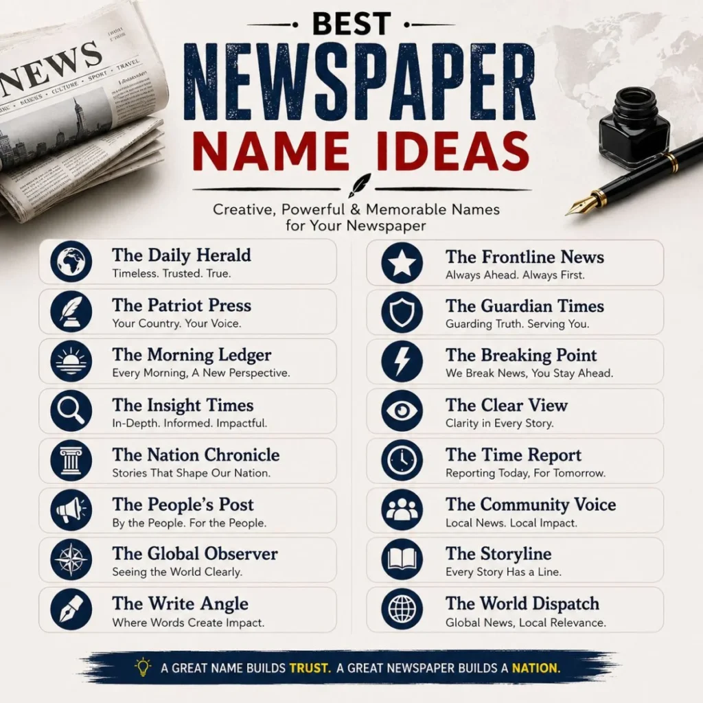 Best newspaper name ideas with creative, powerful, and memorable newspaper titles
